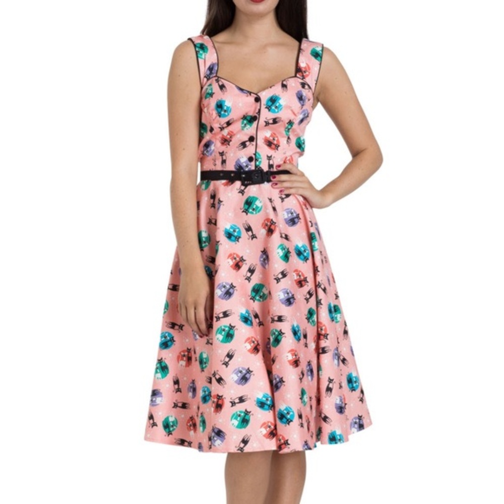 Voodoo Vixen Pink Cats Swing Dress